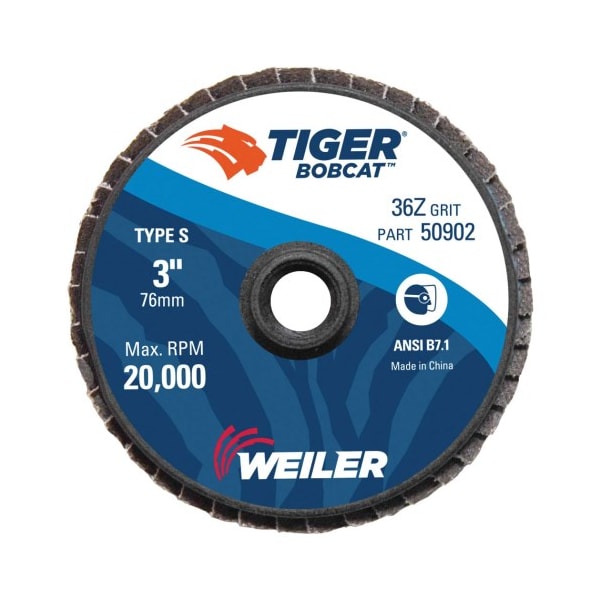 Weiler 3" BobCat Mini Abrasive Flap Disc, Conical (TY29), Type S Mount, 36Z 50902 - main